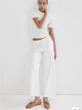 Mango White Wide-Leg High-Rise Jeans